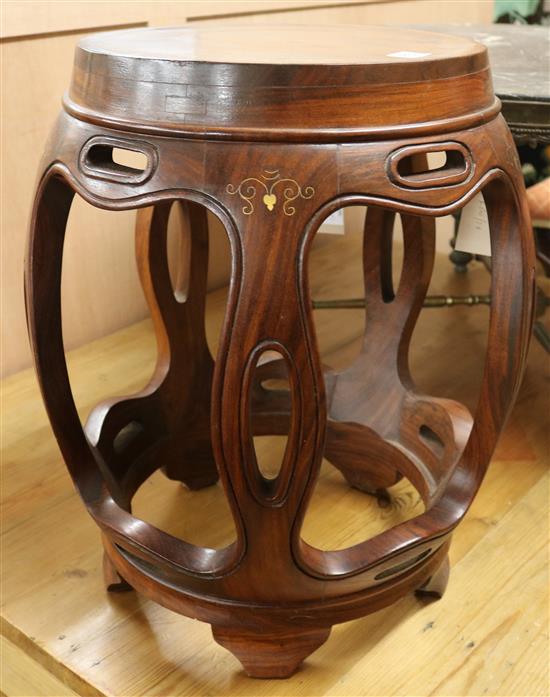 A Chinese hardwood barrel-shaped table, H.50cm